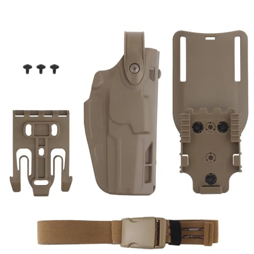 Peminkoo Taktisches P320 Holster MK-17/18 Serie Jagd Militär Kampf Pistole Holster Angepasst QLS System Oberschenkel Strap Kit Airsoft Holster (Tan)