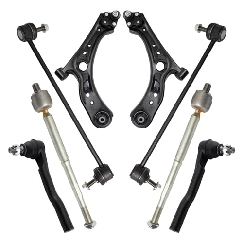 TRQ Front Steering & Suspension Kit Control Arm with Ball Joint Sway Bar Stabilizer Link Tie Rod Compatible with 2016-2022 Honda HR-V