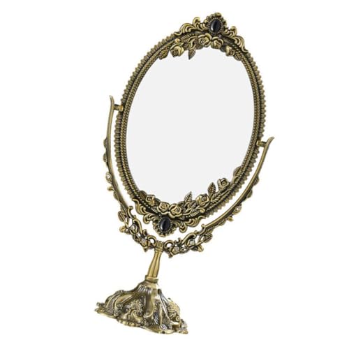 Miroir cosmétique de style rétro verre HD métal antirouille café - 2