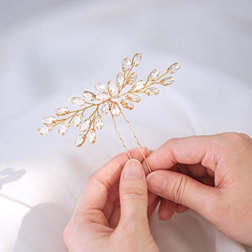 Unicra Bride Wedding Crystal Hair Pins Bridal Hair Pieces Wedding Hair Accessories For Women And Girls (Gold) #TOP2