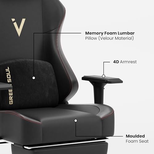 Green Soul Vision Pro Multi-Functional Ergonomic Gaming Chair, Leatherette Upholstery, 4D Armrests, Integrated Footrest, Sturdy Metal Base & 180Β°... - Image 7