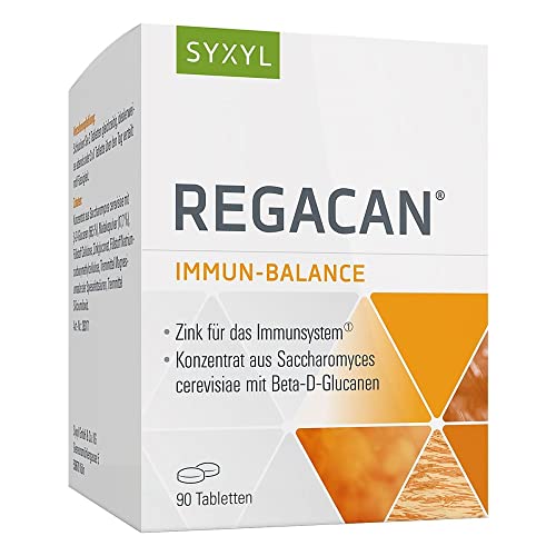 SYXYL Regacan - Nahrungsergänzungsmittel mit Zink für das Immunsystem sowie Maitake und Beta-D-Glucanen - Vegan, laktosefrei, glutenfrei - 90 Tabletten im Blister