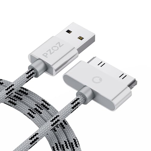pzoz 30 Pin Cable for iPhone 4s/4/3G/3Gs, USB Charging and Charger Cable Sync Connector Data Cable for iPhone 4/ 4s, Old iPad 3/2/1 Generations,iPod Classic Touch Nano (3.3 Feet) (Gray)