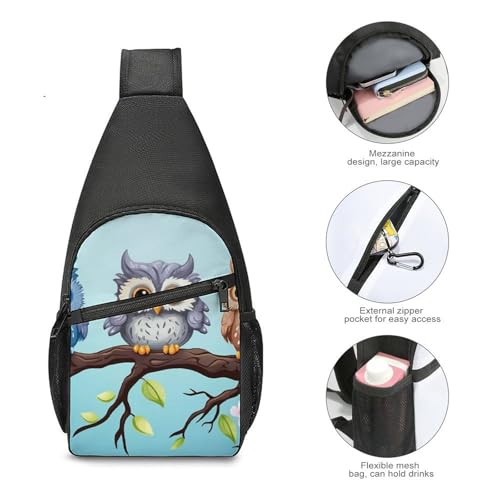 Mochila Sling Bag Owls on A Branch para senderismo miniatura 5