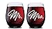 GSM Brands Mr and Mrs Stemless Wine Glasses for Bride and Groom Wedding Celebration (Set of 2), Made of Unbreakable Tritan Plastic and Dishwasher Safe - 16 Ounces
