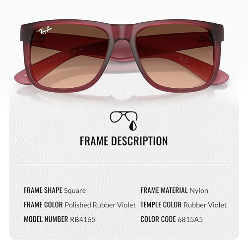 Image of Ray-Ban RB4165 JUSTIN CLASSIC Square Shape Sunglasses for Men with Official Eyewear Kit