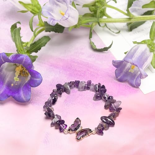 Artlunar Purple Butterfly Healing Bracelet, Gift Charm Jewelry with Beaded Bracelet for Women3