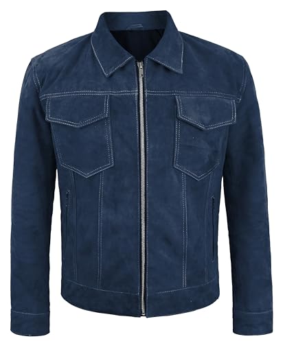 LP-FACON Mens Suede Trucker Jacket - Classic Western Style, Soft Genuine Suede Leather, Casual Lightweight Outerwear3