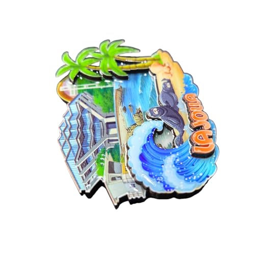 Imán decorativo de madera La Jolla USA 3D para refrigerador miniatura 4