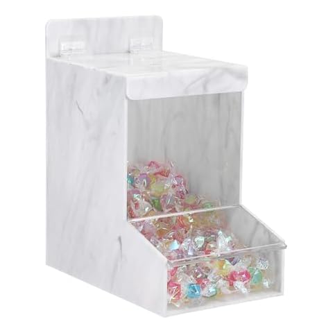 Kokone Candy Dispenser Countertop with Lids,Acrylic Container for Laundry Pods Dishwasher Pods Plastic Bags,Wall Mounted Candy Dispenser,Acrylic Dispenser for Pantry Kitchen Desk Table,Marble White Cover
