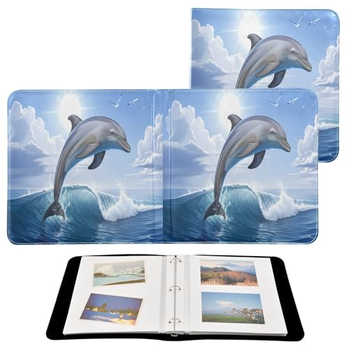 JUMBEAR Grande album fotografico autoadesivo con 20 pagine, album fai da te, per matrimoni, famiglia, bambini, vacanze, delfini che saltano