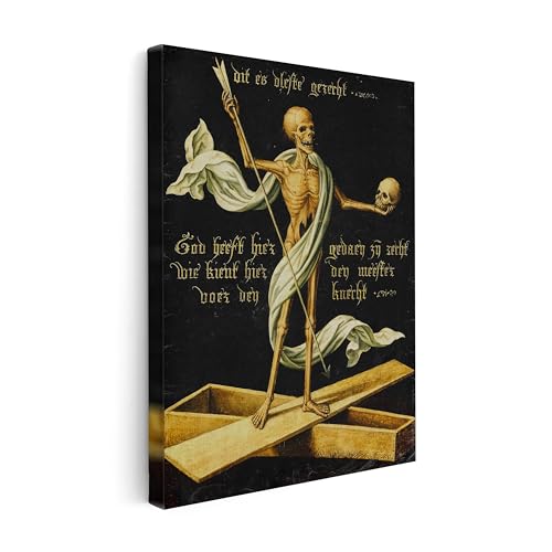 Image of Poster Master Vintage Allegory of Life and Death Canvas - Retro Skeleton Print - Halloween Art - Gift for Men & Women - Gothic Wall Decor for Living Room or Bedroom - Available in 8x10 to 30x40