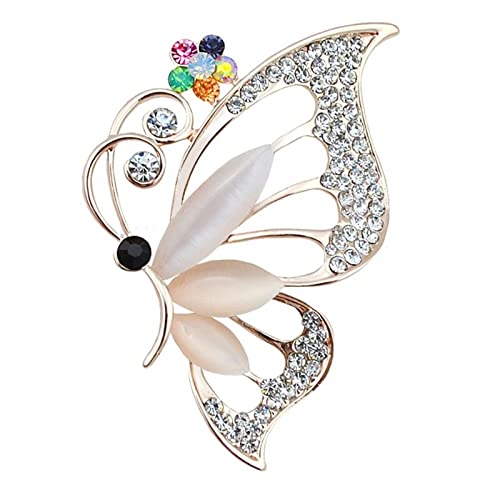 Image of coadipress Butterfly Brooch Pins Chic Romantic Elegant Rhinestone Crystal Insect Brooch Pin Women Corsage Scarf Shawl Clothing Accessories Wedding Party Banquet