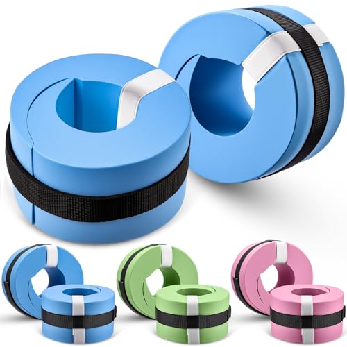 Wettarn 6 Pcs Foam Aquatic Cuffs for Adults Water Ankle Weights for Pool Exercise Swim Aquatic Ankle Cuffs EVA Arms Belt Adjustable Webbing for Swim Equipment, Quick Wear and Release, Blue Pink Green