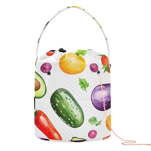 Yarn Storage Bag Small Crochet Bag Knitting Bag Organizer Avocado Tomato Eggplant Yarn Bags for Crocheting Basket