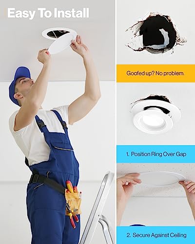 sunco 6 pack goof rings for 6 inch recessed lights flush mount white can light trim ring cover outer diameter 86 inch inner diameter 62 inch paintable surface matte finish