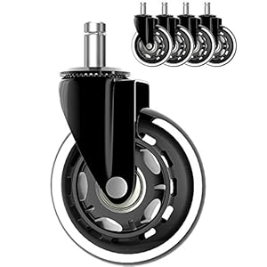 QNINE Bureaustoel-wieltjes 11mm set van 5, bureaustoelwielen 11 x 22 mm voor de meeste draaistoelonderstellen zoals gamingstoelen, niet voor IKEA en Nitro Concepts stoelen