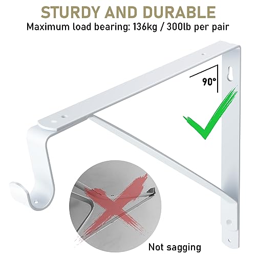 Closet Shelf Bracket with Pole Holder, 10 X 11 Inch Closet Rod Bracket - Image 4