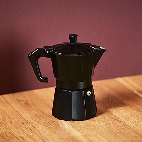 Image of 6-Cup 300 ml Aluminium Coffee Maker Espresso Machine Percolator Stove Top Moka Pot (Black)