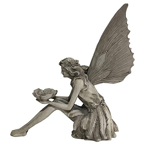 Havanadd Garden Ornament Decorative Sculpture European Style Retro Resin Wings Bouquet Angel Interior Decoration Villa Flower Gardening Creative Decoration (Color : Gray, Size : 36x22x40cm)