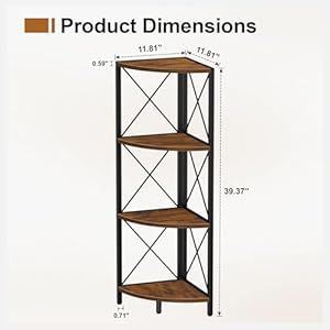 Snughome Rustic Corner Shelf Stand for Desktop, 4 Tier Corner Storage Plant Shelf, Freestanding Corner Shelf Display Rack, Multi-Unit Organizer for Living Room, Home Office, Small Space,Rustic Brown Snughome Rustic Corner Shelf Stand for Desktop 4 Tier Corner Storage Plant Shelf Freestanding Corner Shelf Display Rack Multi Unit Organizer for Living Room Home Office Small SpaceRustic Brown