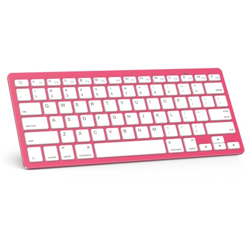 Image of OMOTON Ultra-Slim Bluetooth Keyboard for iPad 11th /10th /9th /8th /7th, iPad Pro /Air /Mini and iPhone Series, Wireless iOS Keyboard with 12 Multimedia Keys for Office, Home, Travel, School,Red