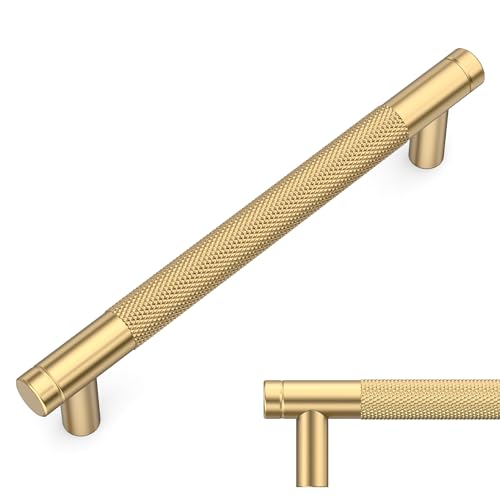Amerdeco 10 Pack Champagne Bronze Cabinet Pulls 5 Inch(128mm) Hole Center Drawer Pulls Cabinet Hardware Kitchen Cabinet Handles for Bathroom ZH0031
