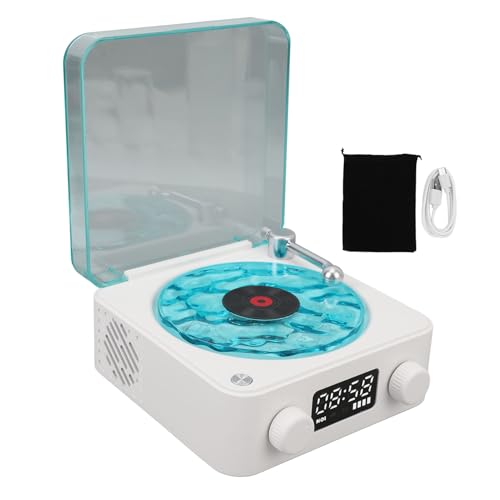 Haut-Parleur Bluetooth Portable Vintage avec Tourne-Disque Vinyle Rétro, lumière réglable et Bruit Blanc de mer pour Chambre à Coucher, fête