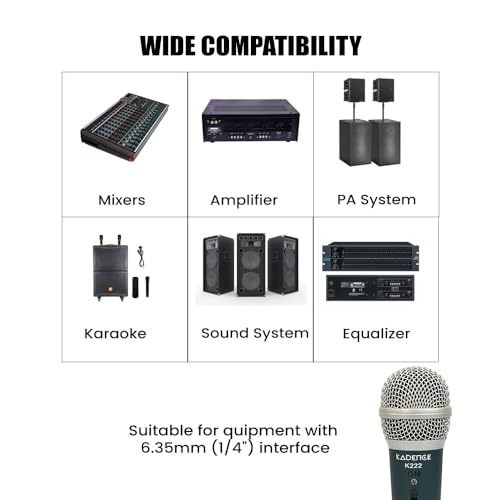 Image of Kadence K222 Home Series Wired Mini Mic | 10ft Cable with XLR to 6.35mm Jack | Dynamic Cardioid Pickup | On /Off Switch | Studio & Karaoke Mic for Vocal Clarity | Dark Green