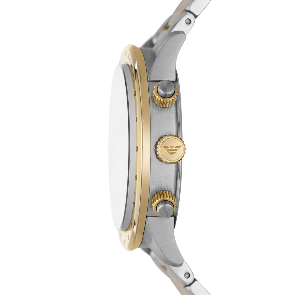 Emporio Armani Orologio Uomo, movimento cronografo, cassa in acciaio inossidabile 43 mm con bracciale in acciaio inossidabile, AR11521