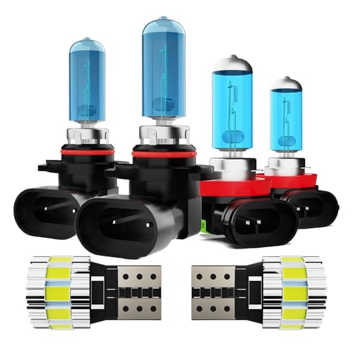 Image of Light Bulbs Fit For Toyota RAV4 2016-2018, High Performance Halogen Headlight Bulb And License Plate Lights Combo, 9012 H11 High Low Beam Fog Lights, 6000K White Light, Pack of 6