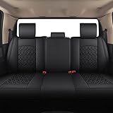 JOJOBAY Car Seat Covers for Dodge Ram,Fit 2009-2025 1500/2500/3500 HD Pick-up Truck,Crew,Regular,Quad,Mega Cab,Waterproof Leather Seat Covers,Seat Covers Protectors (Rear Seat Cover,Black)
