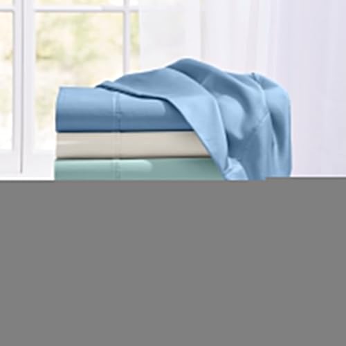 Miniatura 3 de BrylaneHome Juego de sábanas de satén de algodón de damasco sólido de 1000 hilos, 6 piezas con bolsillos profundos, tamaño Queen, sombra azul