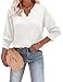 LOMON 3/4 Length Sleeve Womens Tops Quiet Luxury Summer 2026 Women Blouses Spring Break Essentials Fashion Clothing White S