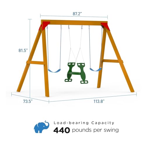 Dolphin Playground T Dolphin Playground Diy Swing Sets For Backyard, Wooden Playground Sets For Backyards With Glider Swing And 2 Belt Swings thumb #2