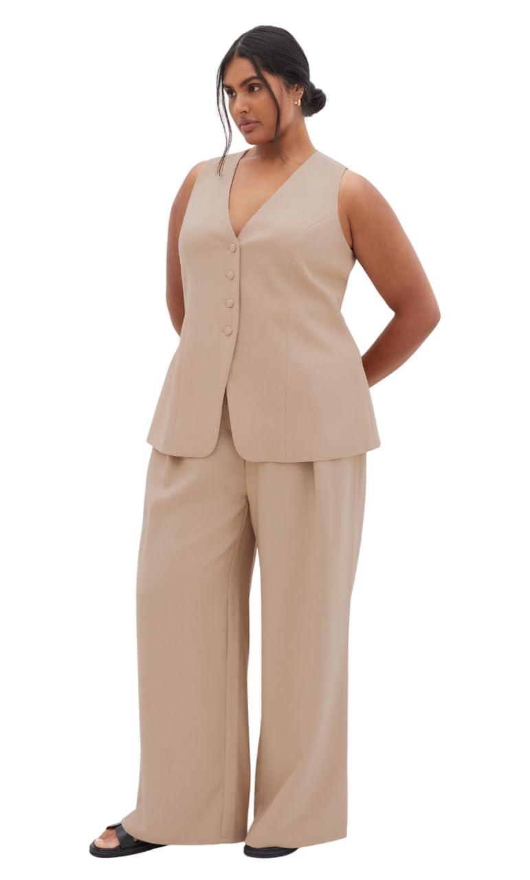 City Chic womens Vest - Tori V Neck Button