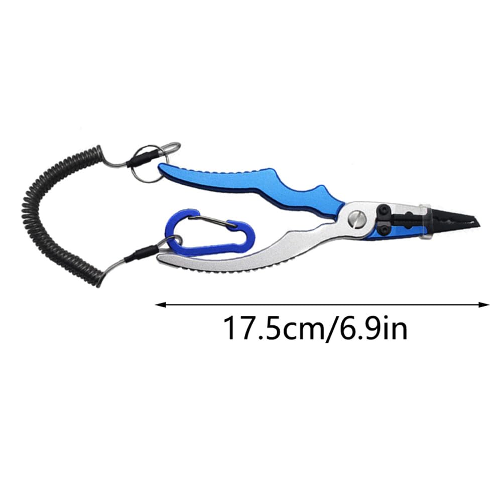 Alicates de pesca multifunción, color rojo de aluminio de aviación para anzuelos de pesca con cordón en espiral para entusiastas de la pesca