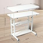 BYMECOST Adjustable Height Student Computer Desk, Mobile Portable Laptop Table for Home Office, 31.5" Small Spaces Standing Desk with Storage for Bedside Study Work Game on Wheels - Image 3