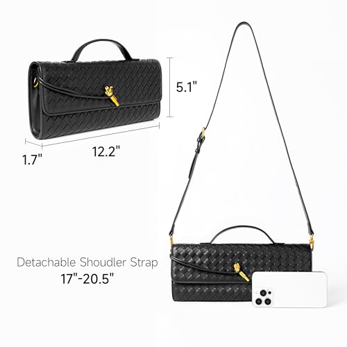 Image of Joryin Woven Purse for Women Evening Clutch Woven Leather Handbags Crossbody Bag Purse Formal Evening Bag, Vegan Leather