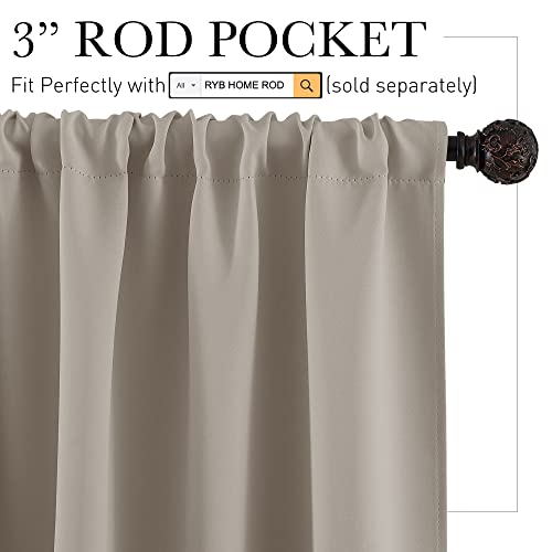 RYB HOME 45 inch Curtains for Kitchen Room Darkening Privacy Mini Curtain for RV Camper Bathroom Small Window, Width 34 x Length 45 inch, 2 Panels Set, Sand