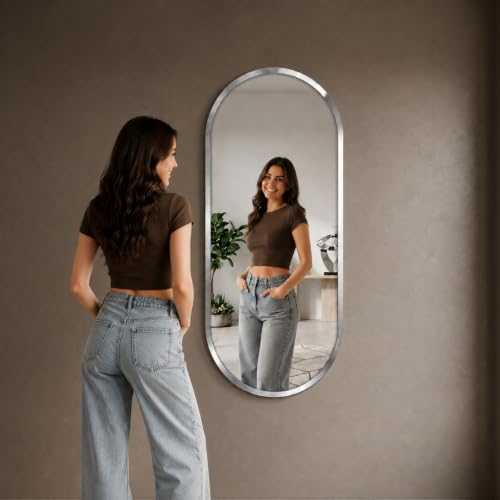 Image of Creative Arts n Frames 5mm Full Length Long Beveled Smooth Edges Frameless Rectangular Wall Mount HD Mirror Home Decor Items (18X42 inch Capsule HD Mirror)