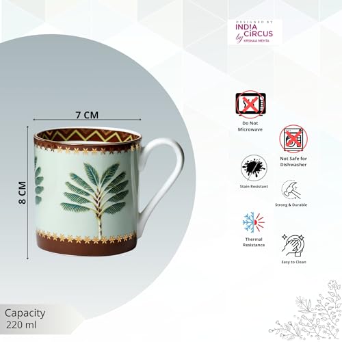 Image of India Circus Fine Bone China Coffee Mug Set of 6-220 Ml Each | Accented with 22 Carat Gold (6 Pcs)(LE09), Tea Cup Set of 6, Mugs for Coffee, Cups Set, Ideal for Gifting, Perfect for Home & Office