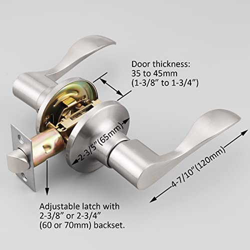 Gobekor 5 Pack Brushed Nickel Passage Door Levers Interior Door Handles For Hallway And Closet Door Lock Keyless Wave Lever Door Handles #TOP6