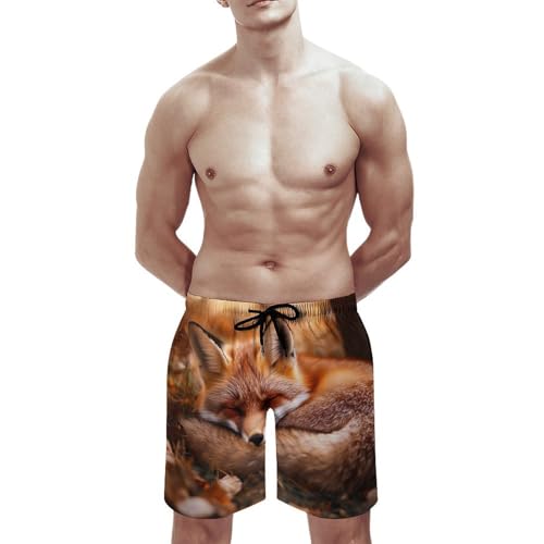 Forests Fox Men's Swim Trunks Quick Dry Board Shorts Hawaiian Beach Shorts With Pocket3