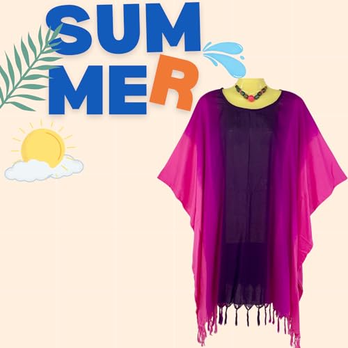 Kraft4Life| Women Summer Beach Cover up Oversize Caftan Tunic Casual Top Blouse Short Kaftan Beach Dress poncho4