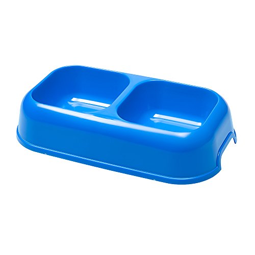 Ferplast Ciotola per Cani e Gatti Party, Antiscivolo, Adatta ai Viaggi, in Plastica Riciclata, Doppio Scomparto per Acqua e Cibo (1,2 L)