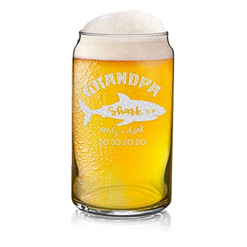 Veracco Grandpa Shark Needs a Drink Beer Pint-Dose, Glas, lustiger Hai, Vatertag für neue Väter (transparent, Glas) Cover