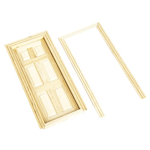 Preisvergleich Produktbild 1 / 12 Puppenhaus Miniatur 6 Panel Innen Holztür DIY