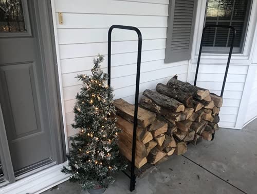 Rocky Mountain Goods Firewood Rack Outdoor / Indoor - Wood Storage Firewood Holder - Heavy Duty Steel Log Rack - Easy Install In Minutes - Included Hardware - Keeps Firewood Up And Dry - 4 Foot #TOP3