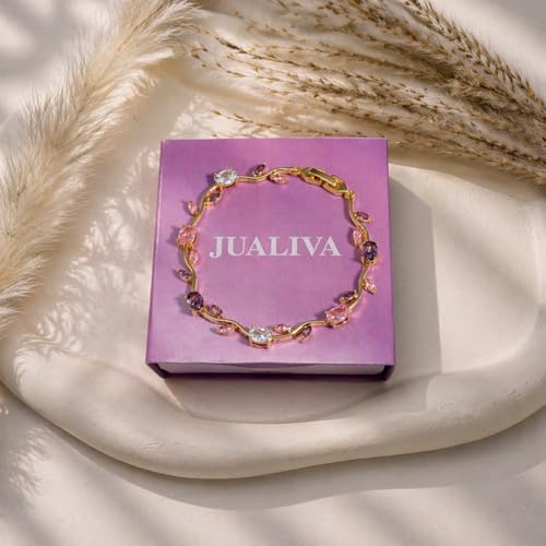 Image of Tulips Bracelet for Women | Floral Charm Adjustable Gold Plated Bracelet for Girls